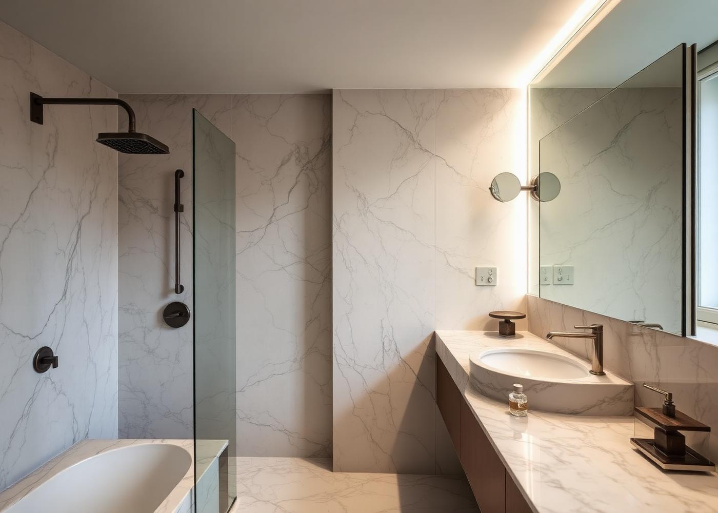 Salle de bain en pierre — Boulevard de Courcelles, Paris 17